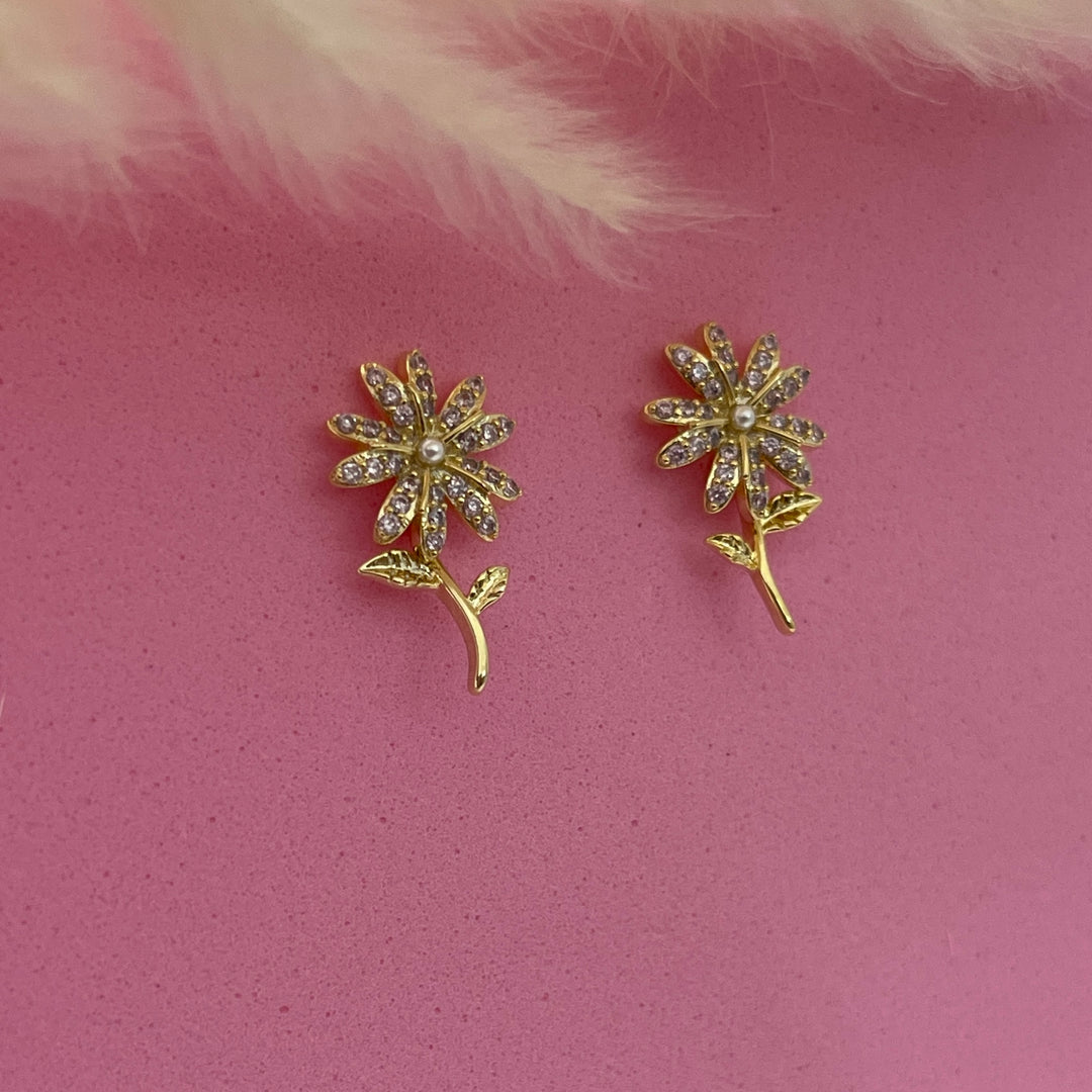Aretes Acero Dulce Flor Rosa