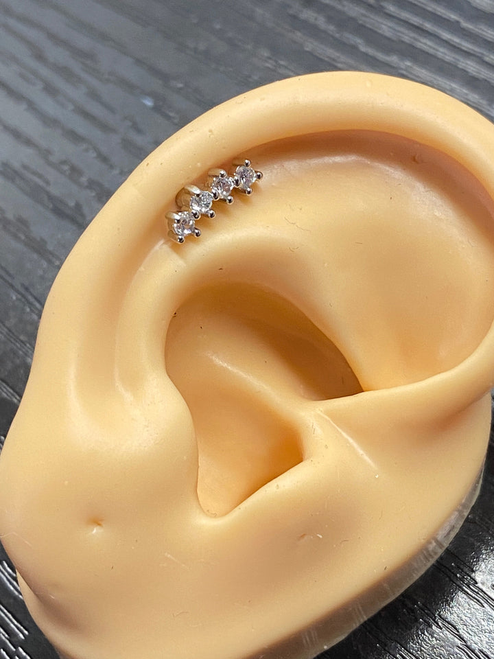 Arete Quirúrgico 💙 Curvo Plateado