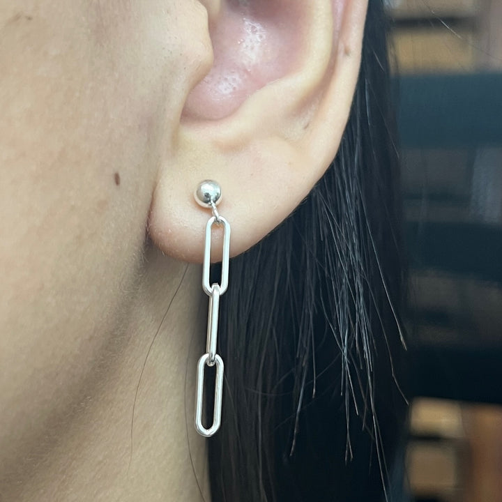 ▷ Aretes Eslabones Largos 🔗 Plata 925 | Nicola Joyería 🇨🇷