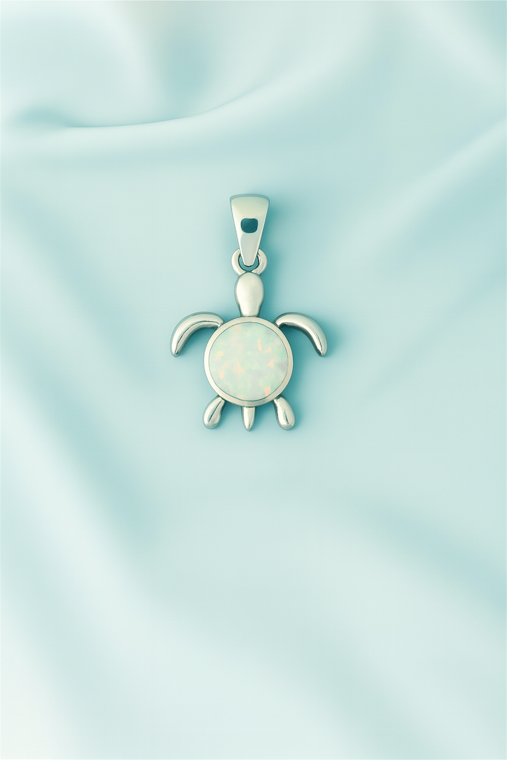 Dije de Plata Tortuga Ópalo Blanco