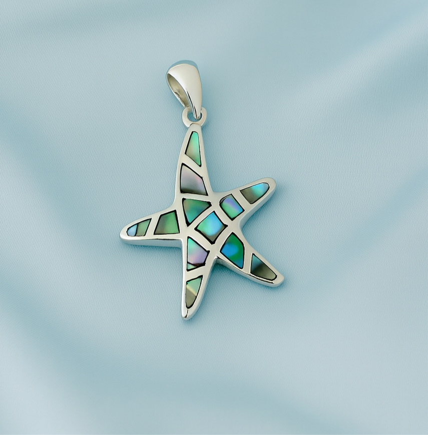 Dije de Plata Estrella de Mar Abulón 15MM