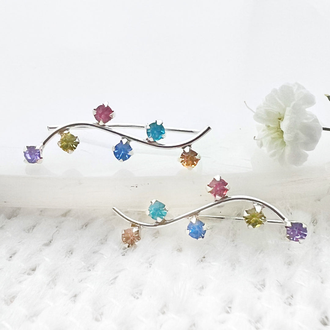 ▷ Aretes Escaladores Puntos Multicolor ⭐️ Nicola Joyería 🇨🇷