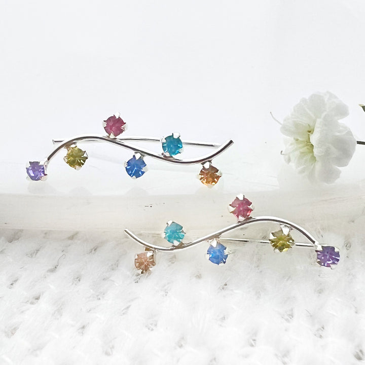 ▷ Aretes Escaladores Puntos Multicolor ⭐️ Nicola Joyería 🇨🇷