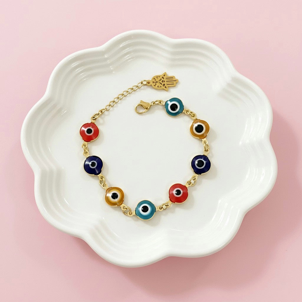 Pulsera Acero Ojo turco Mano🪬🧿
