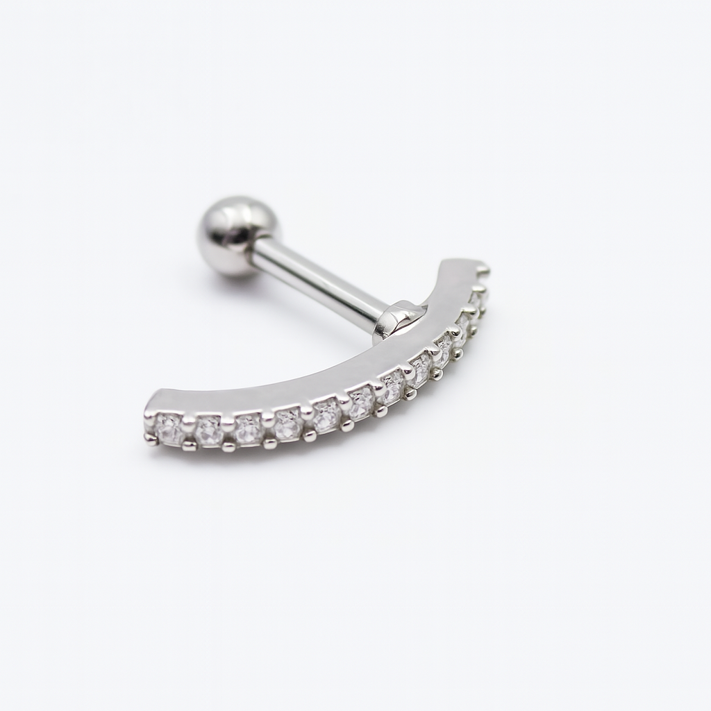 Arete Quirúrgico 💙 Curvo Plateado