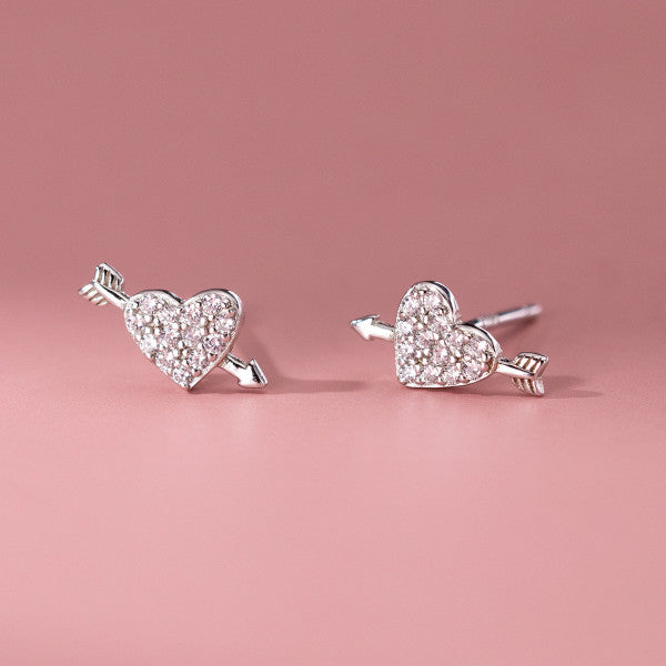 Aretes de Plata Corazón Flechado 13MM