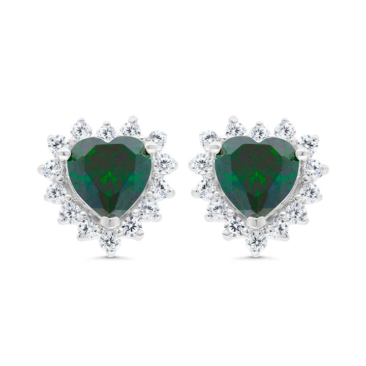 Aretes de Plata Corazón Reina Verde 7MM💚