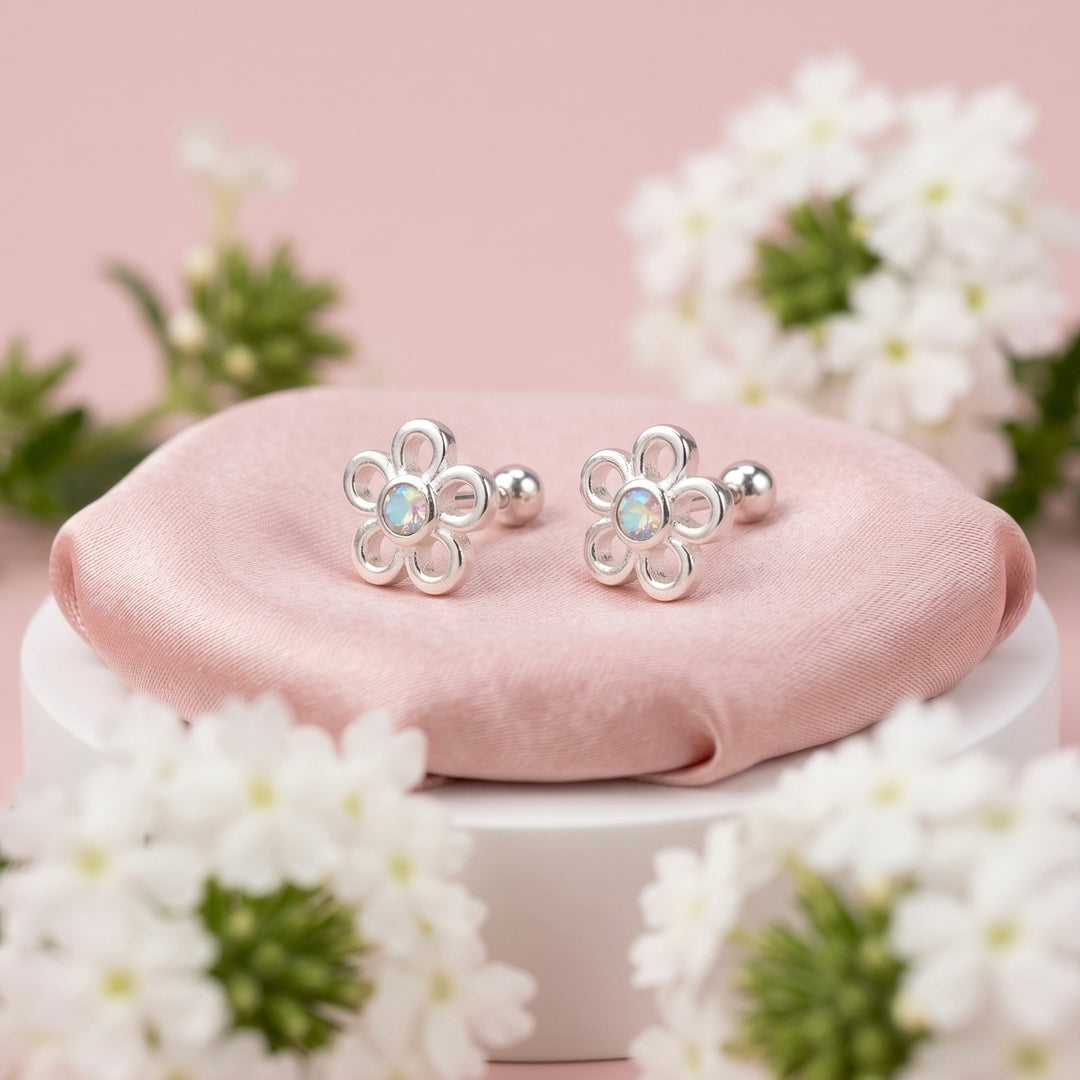 Aretes Plata Bebé Flor