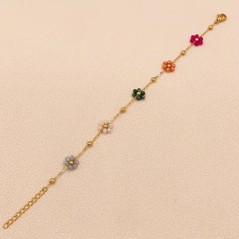 Pulsera Acero Flores Colores