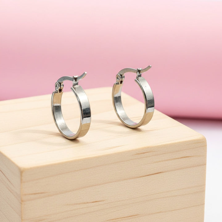 Argollas Nube 15MM Plateado Acero
