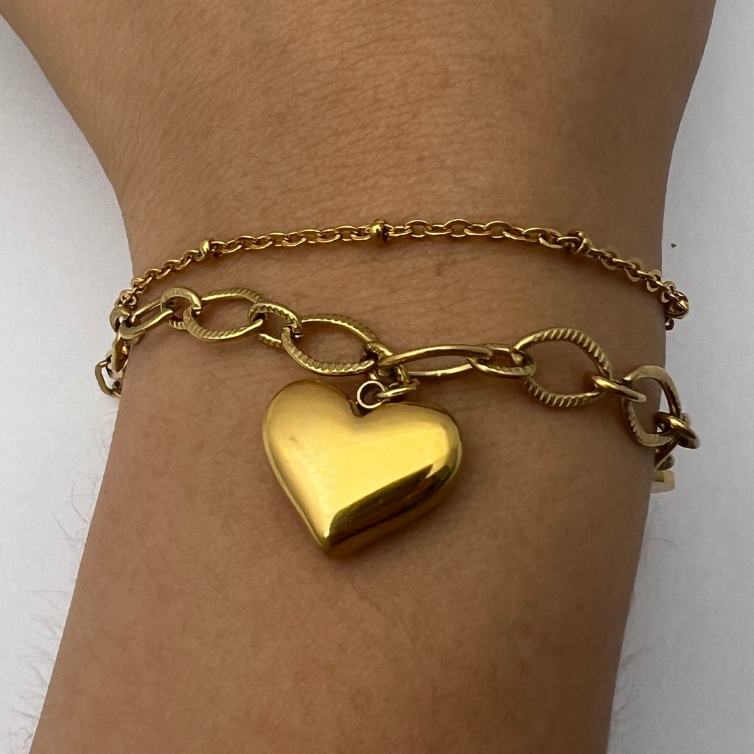 Pulsera Acero Eslabón Corazón 😊