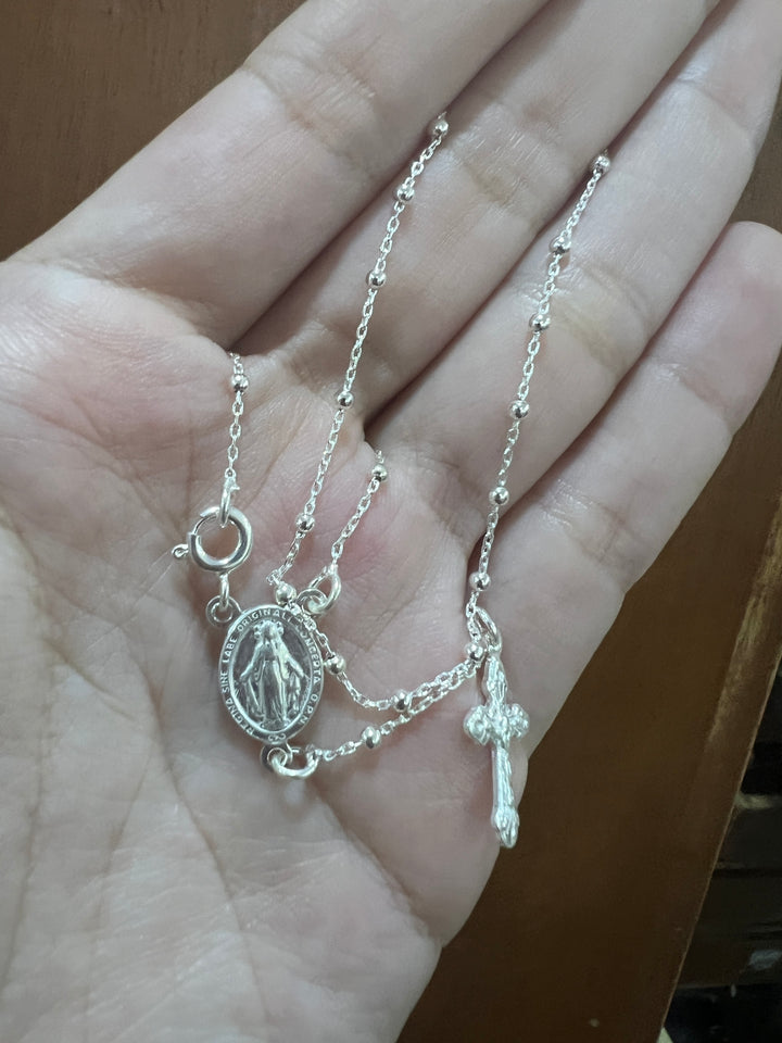 Rosario de Plata Virgen María 2mm