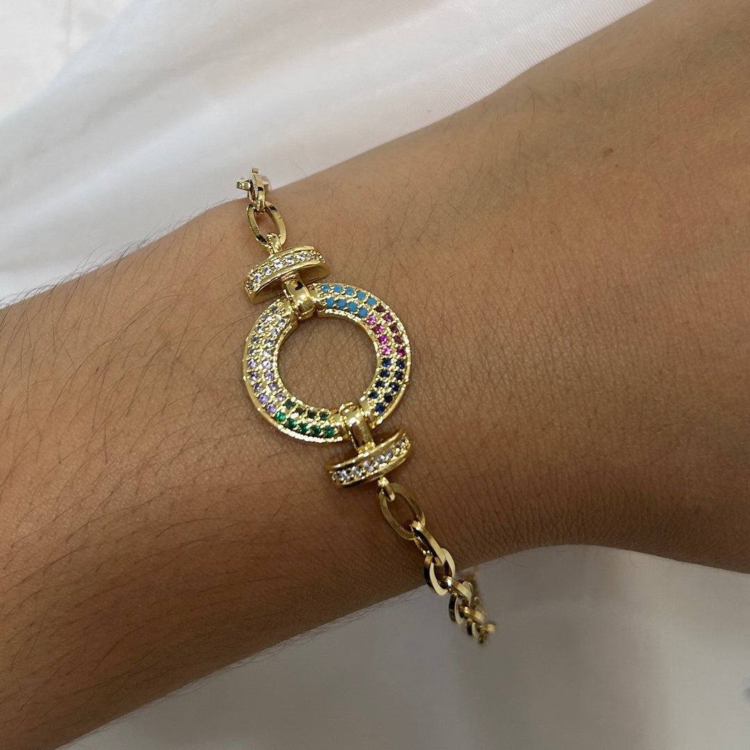 Collar y Pulsera Círculo Colores 🟠 Dorado