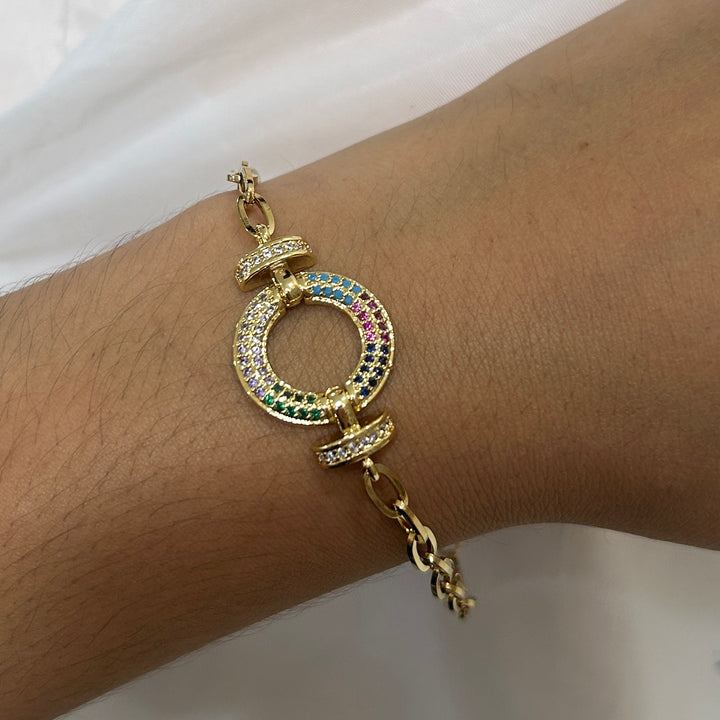 Collar y Pulsera Círculo Colores 🟠 Dorado