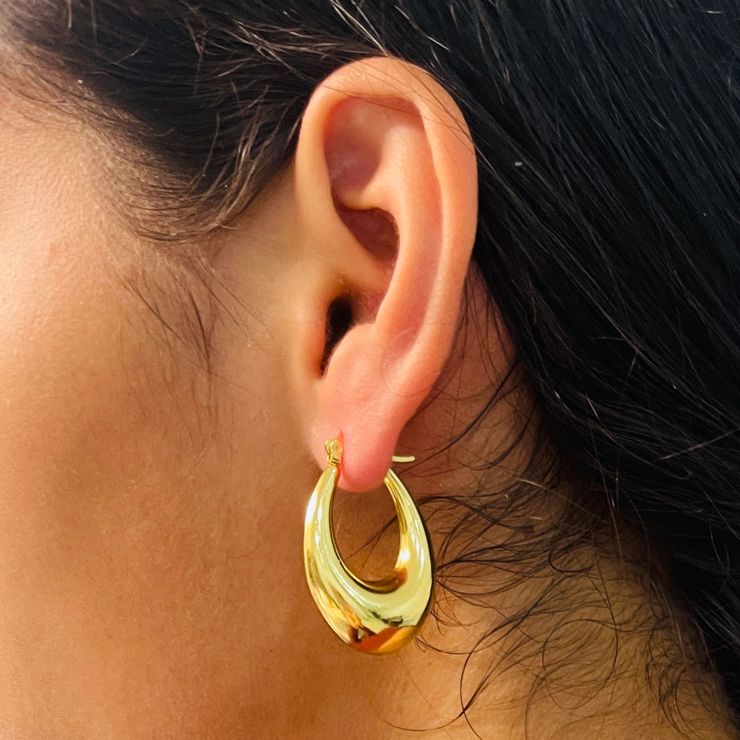 Argollas Acero Óvalo Doradas 30MM