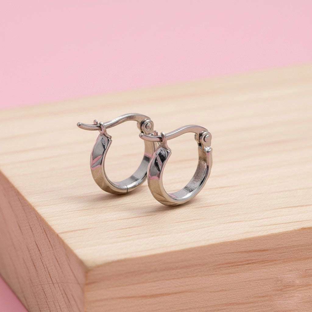 Argollas Cielo 10MM Plateado Acero