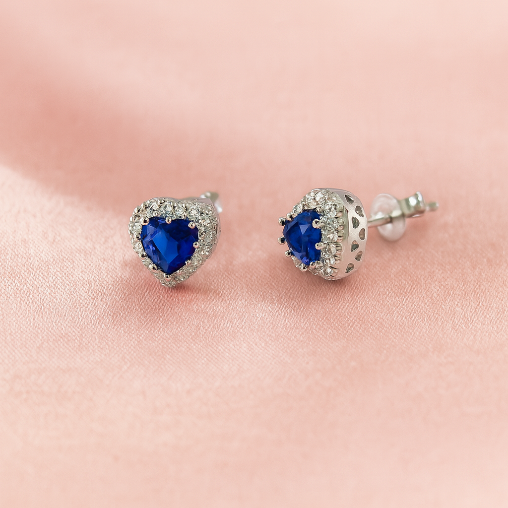 Aretes de Plata Corazón 💙