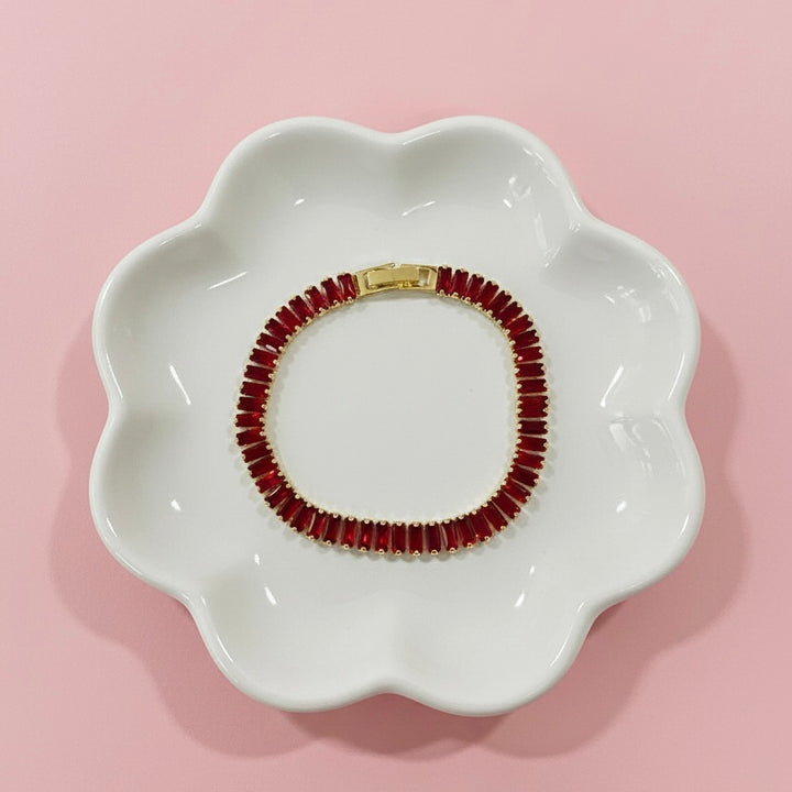 Pulsera Acero Baguettes Rojo