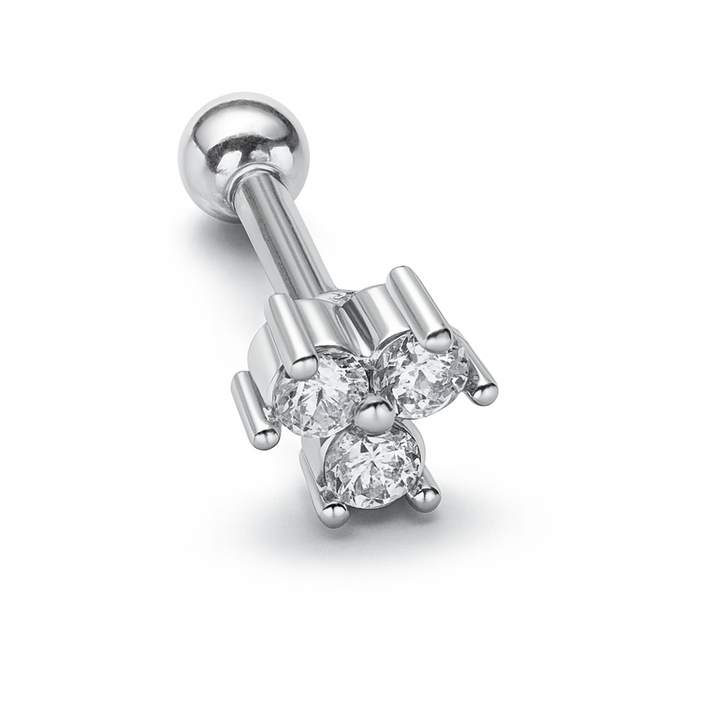 Arete Quirúrgico 💙 Circonia Plateado