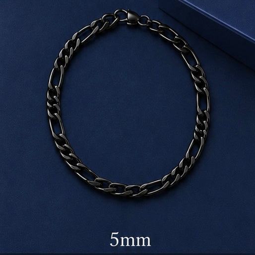 Pulsera Acero Figaro Negra 5MM