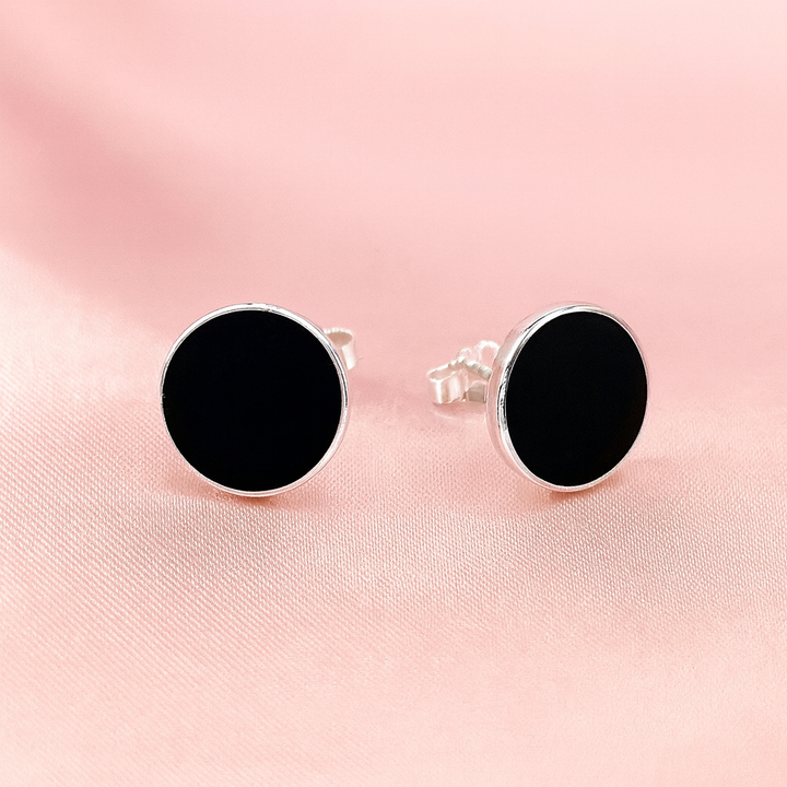 Aretes Ónix Redondos 9MM ⚫️