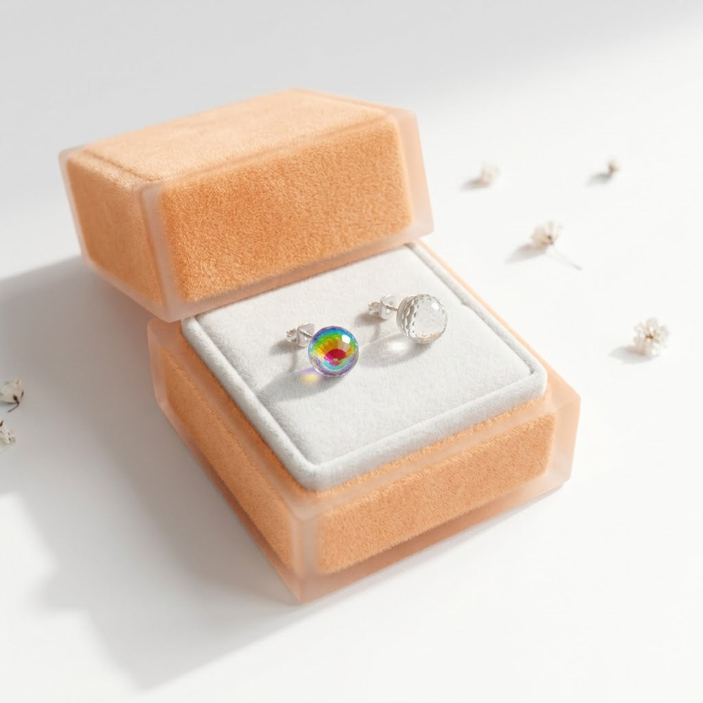 Aretes Bola Tornasol 6MM