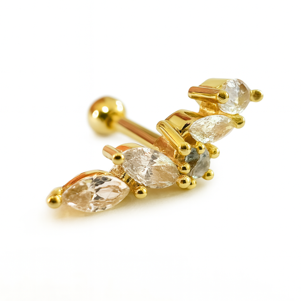 Arete Quirúrgico 🍃 Pétalos Dorado