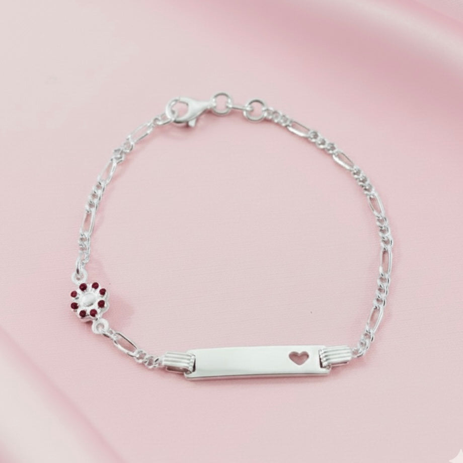 Pulsera Plata Flor Niña