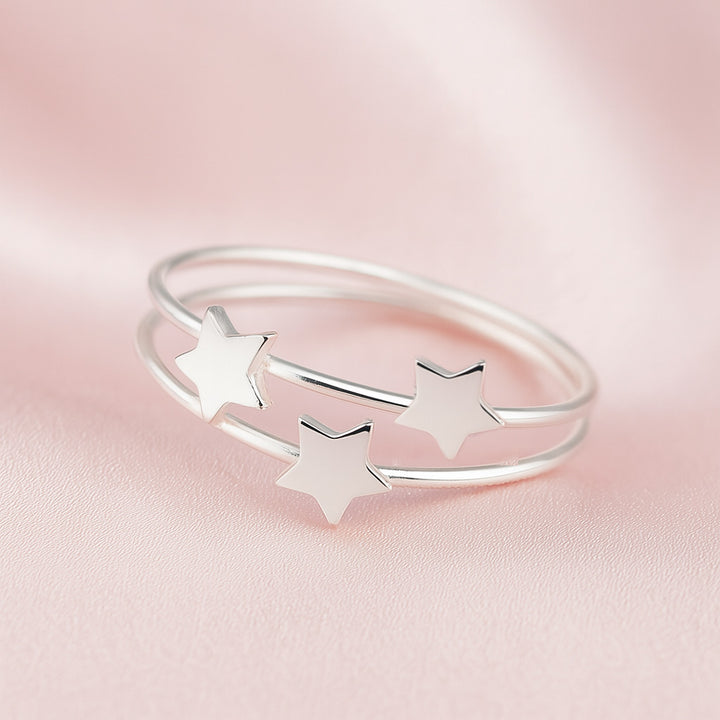 Anillo de Plata Trío de Estrellas