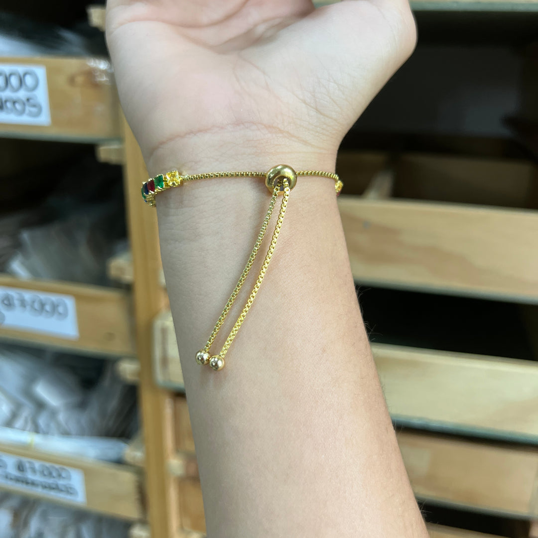 Pulsera Acero 🌈Multicolor Tennis Dorada
