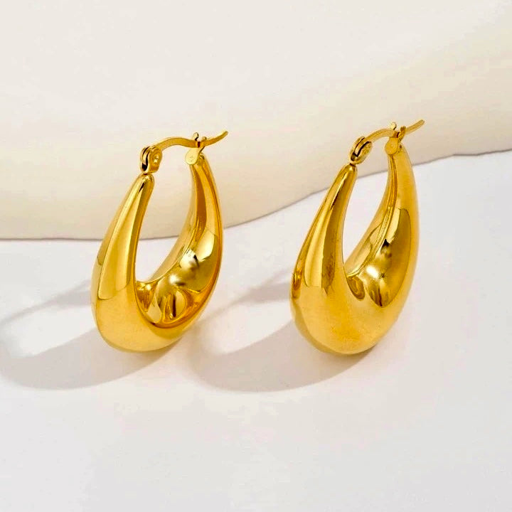 Argollas Acero Óvalo Doradas 30MM