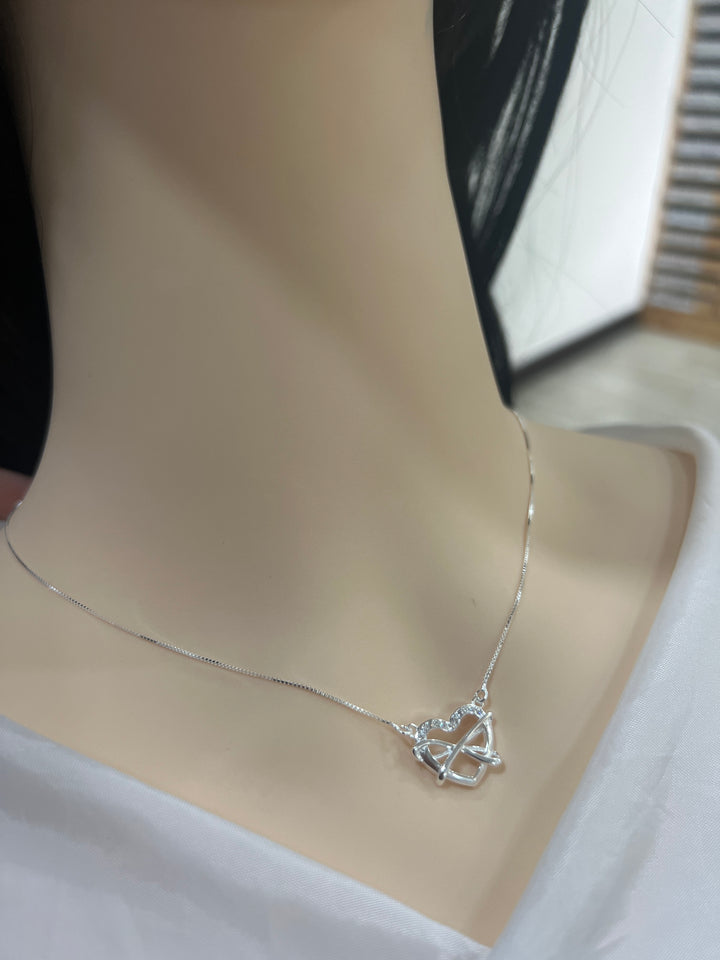 Collar Plata Corazón Lazo