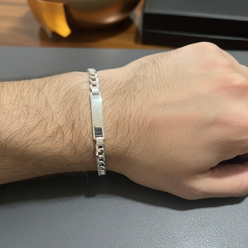 Pulsera Plata Hombre Curb
