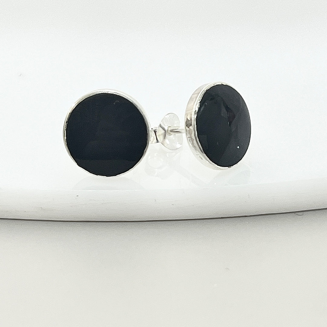  ▷ Aretes Ónix Redondos 10MM ⚫️ | Plata 925 | Nicola Joyería 🇨🇷