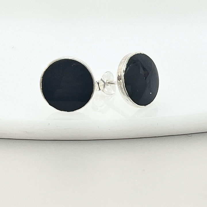  ▷ Aretes Ónix Redondos 10MM ⚫️ | Plata 925 | Nicola Joyería 🇨🇷
