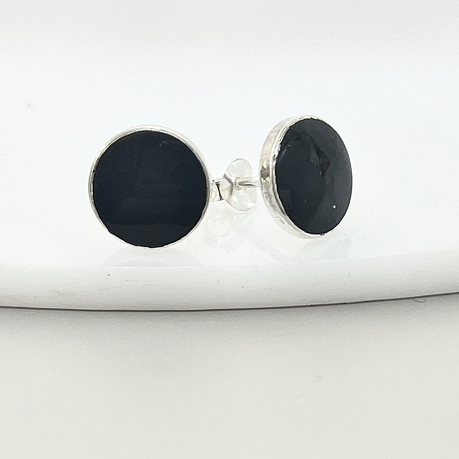  ▷ Aretes Ónix Redondos 10MM ⚫️ | Plata 925 | Nicola Joyería 🇨🇷