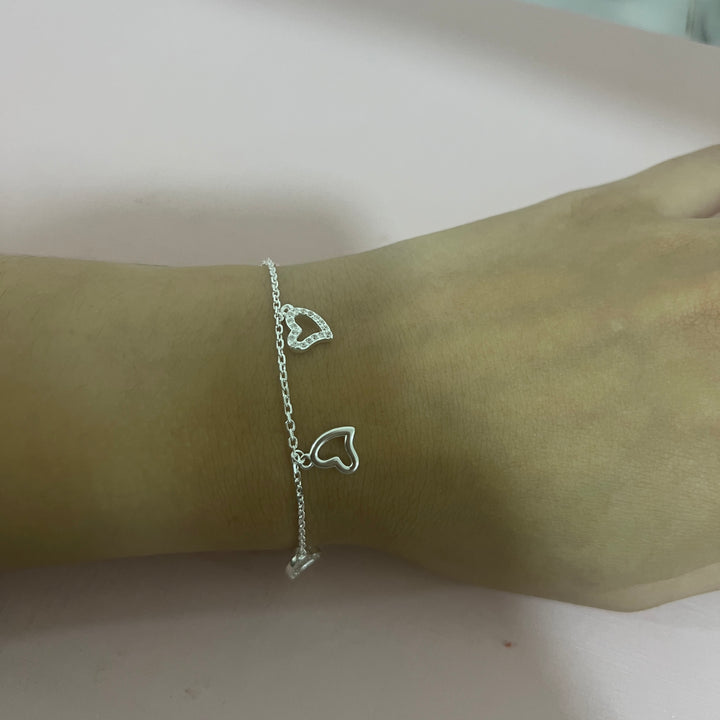 Pulsera Plata Corazones