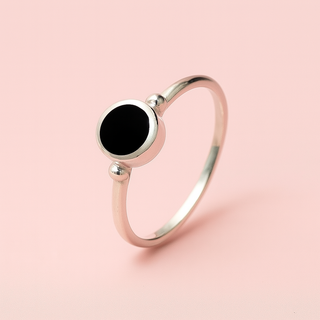 Anillo de Plata Redondo Delgado Ónix ⚫️