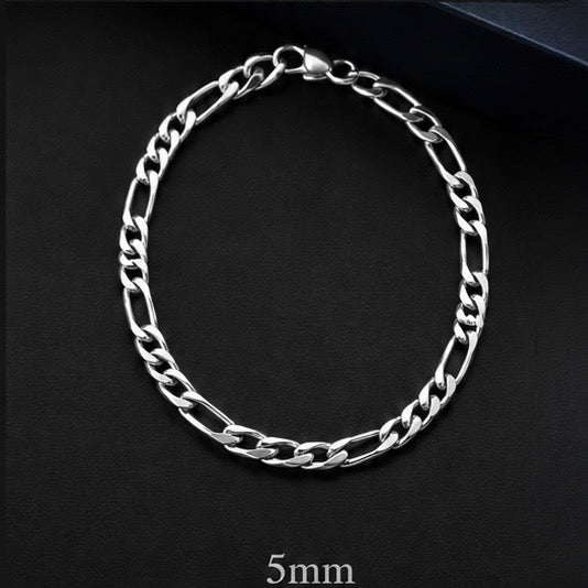 Pulsera Acero Figaro Plateada 5MM