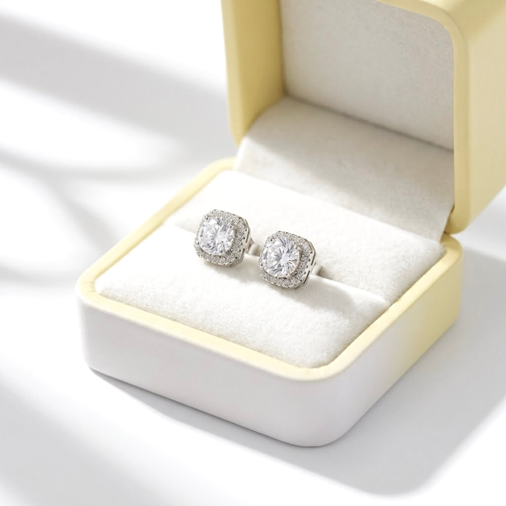 Aretes Plata Blanco 8MM