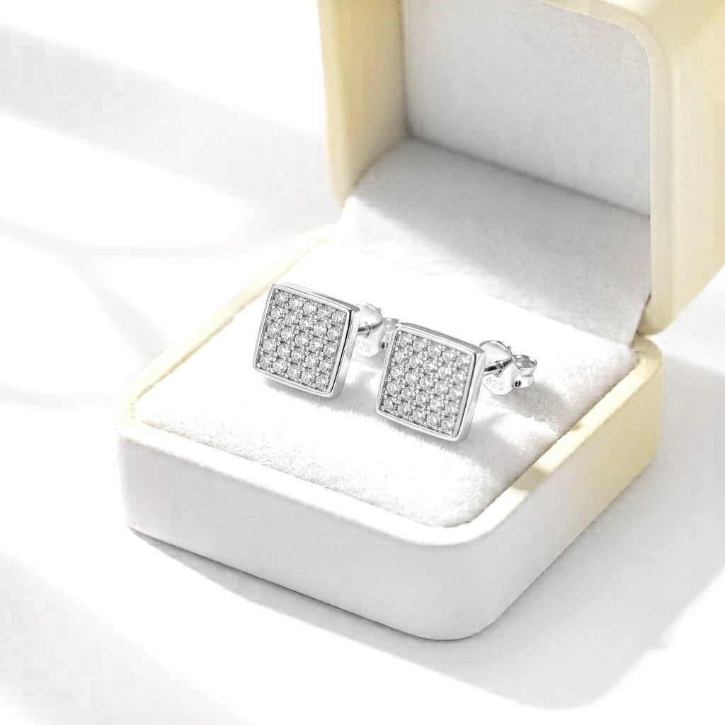 Aretes Plata Cuadro