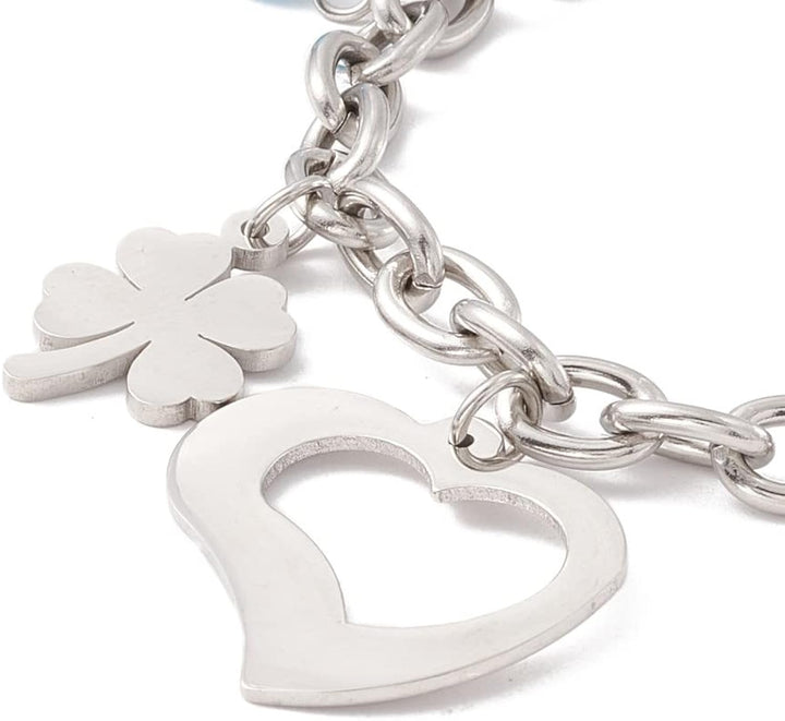 Pulsera Acero Corazón Trébol