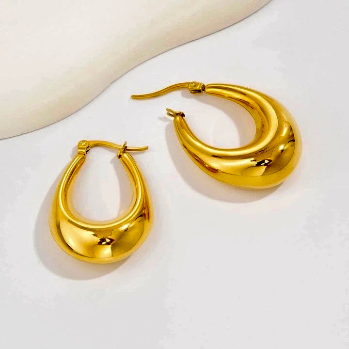 Argollas Acero Óvalo Doradas 30MM
