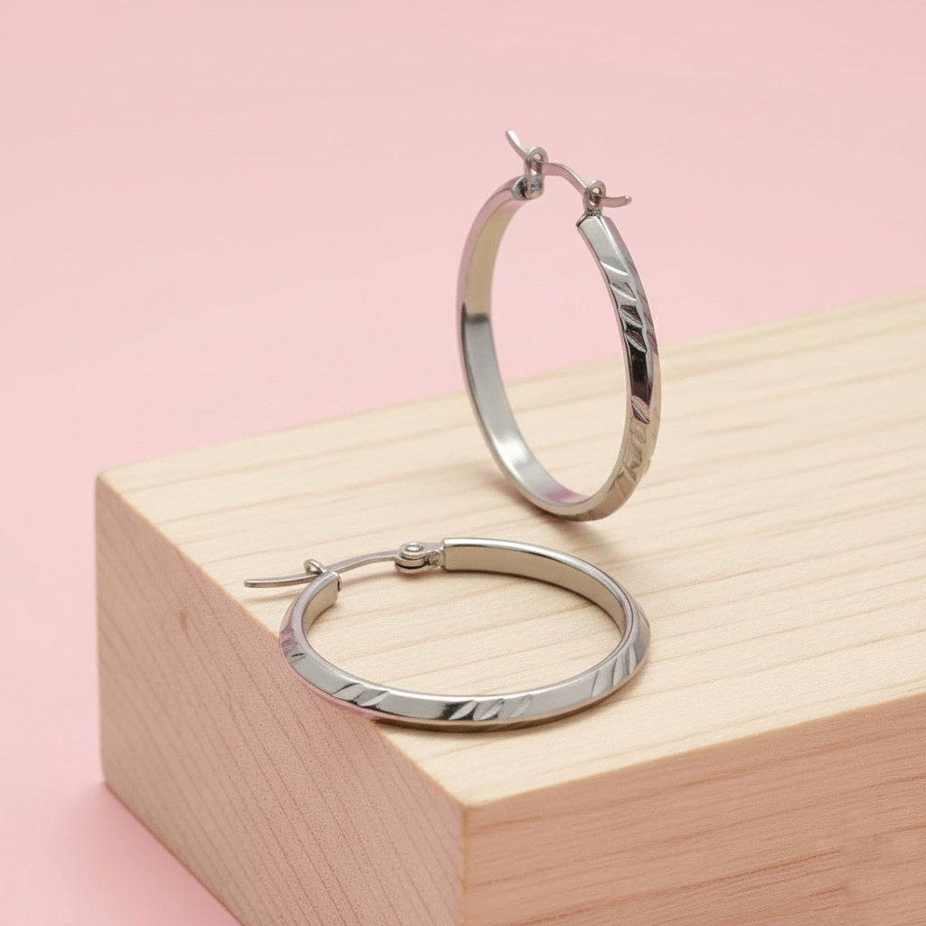 Argollas Cielo 25MM Plateado Acero