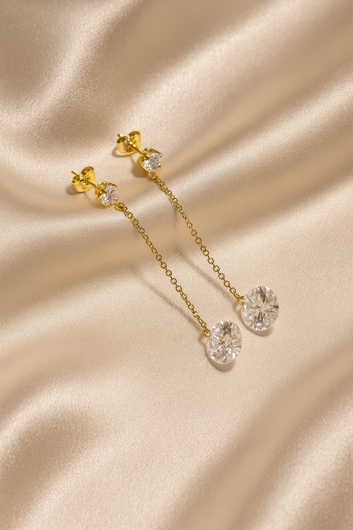 Aretes de Acero Largo Brillante Bola 🌟