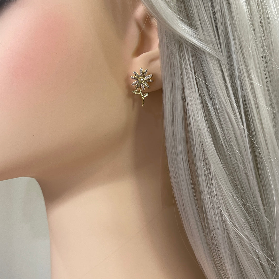 Aretes Acero Dulce Flor Rosa