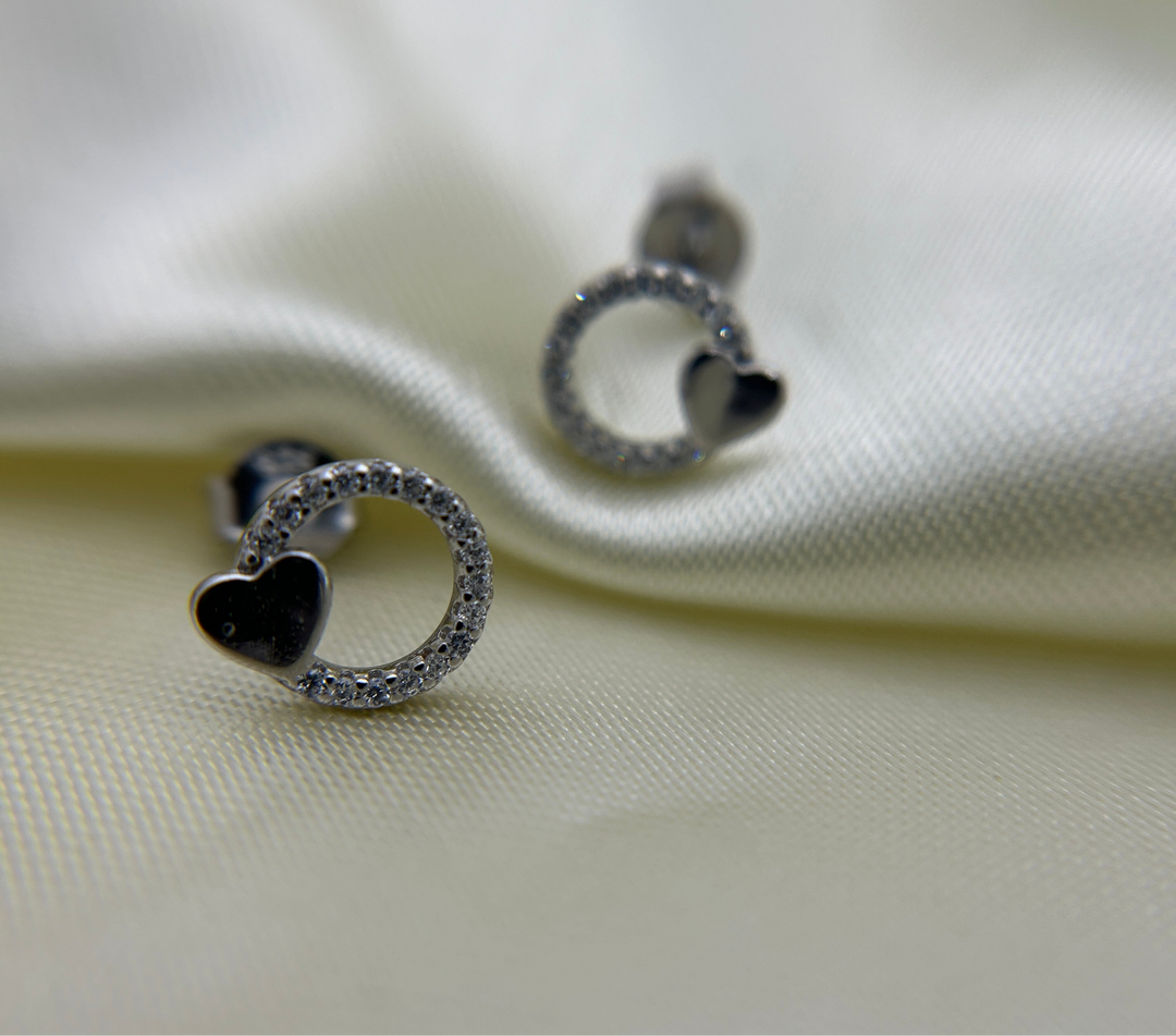 Aretes Plata Circulo Amor