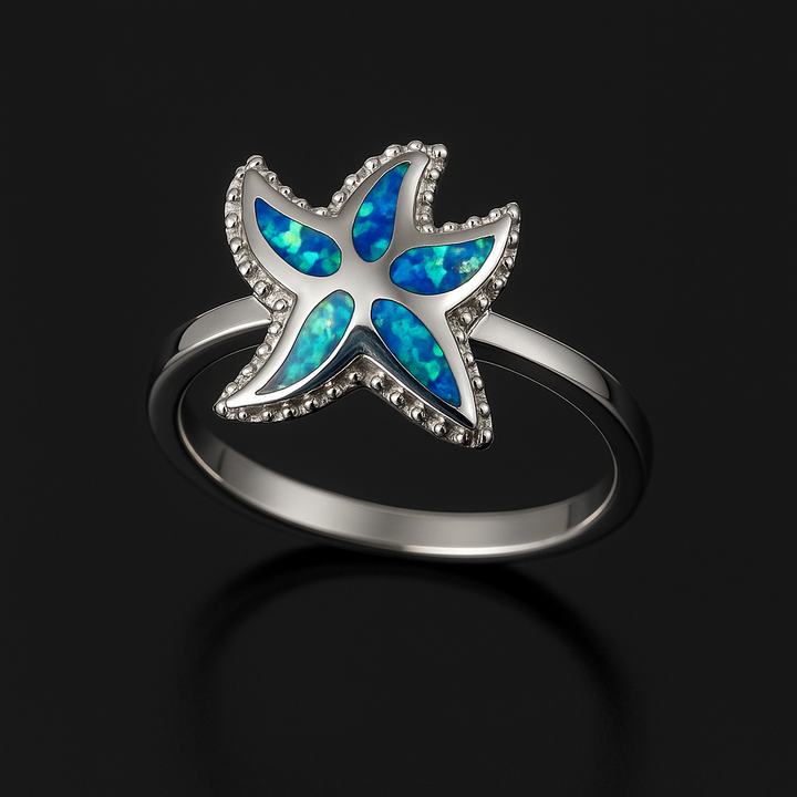 Anillo de Plata Estrella de mar Opaló