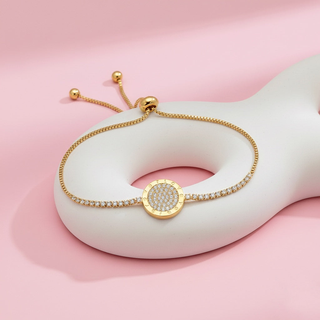 Pulsera de Acero Circulo de Luz  Doradas