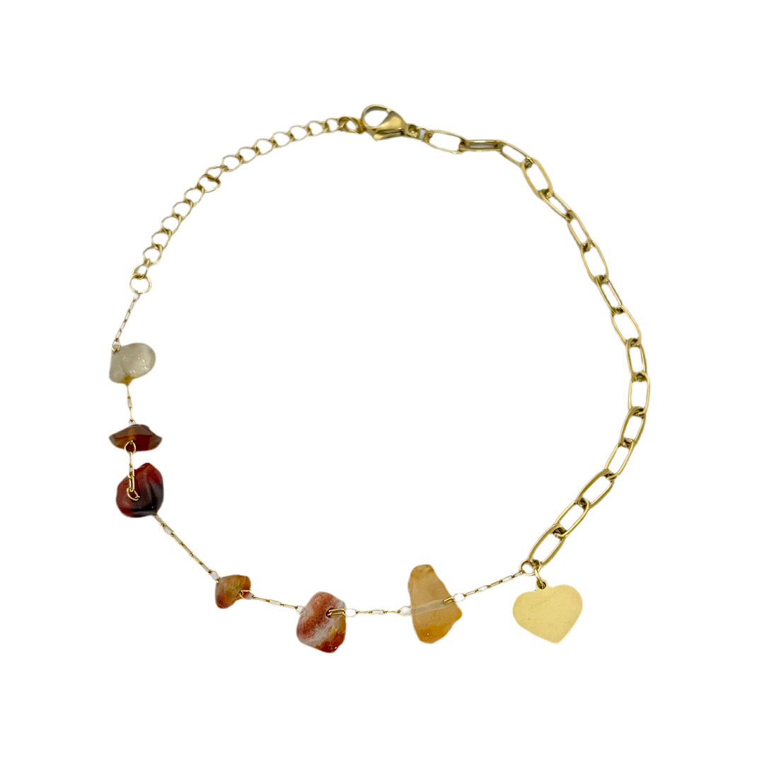 Tobillera Acero Piedra Ámbar ❤️